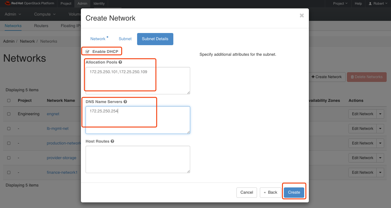 type in external subnetwork details